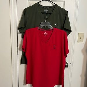 Just in time for Christmas set of two scrub tops size large